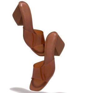 !! NEW !! Transparent Mid Heel Mules in Coffee